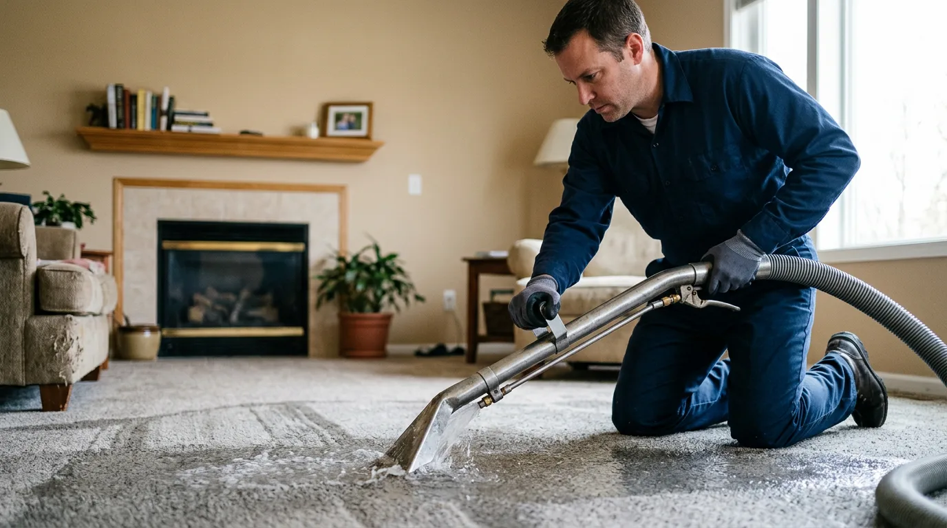 Water damage restoration technician working near Graff, MO